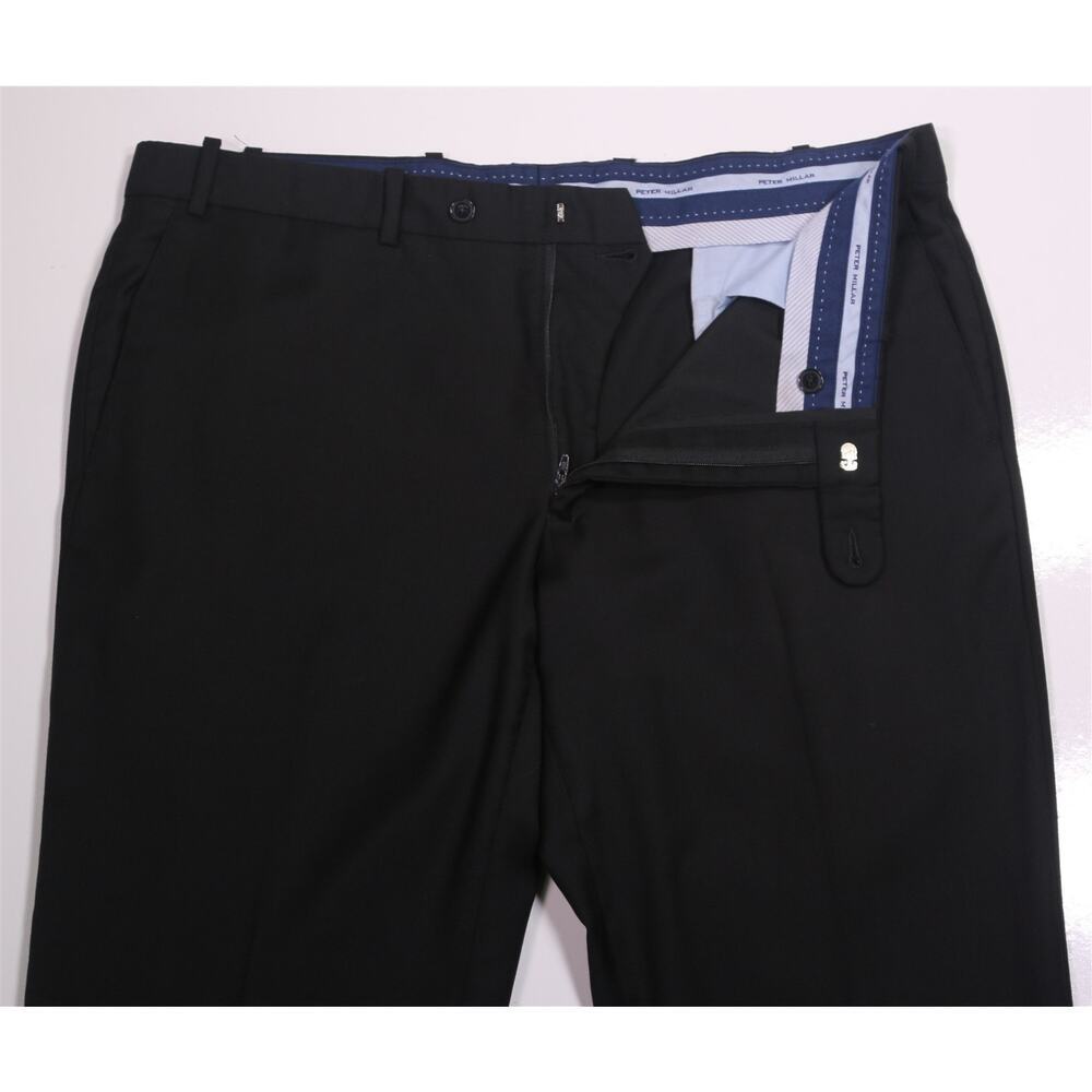 Peter Millar Solid Black Wool Flat Front Dress Pa… - image 5